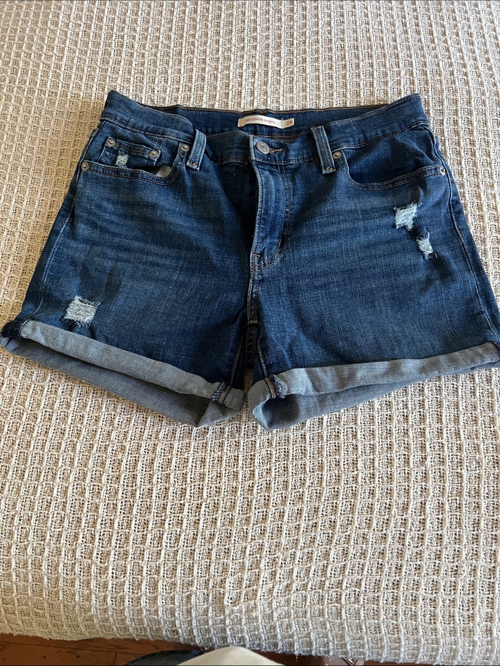 Levi's Dark Blue Rolled Cuff Denim Shorts